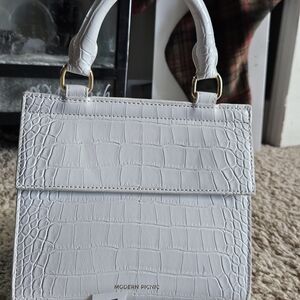 Modern Picnic White Croc-Embossed Mini Bag